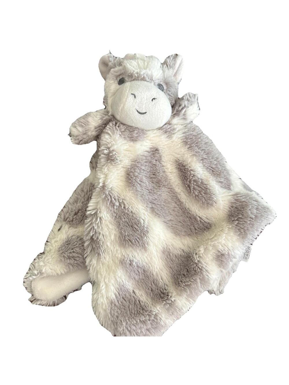 Oobles Cow Baby Security Blanket Lovey Plush Gray Spots White 14” w/Rattle
